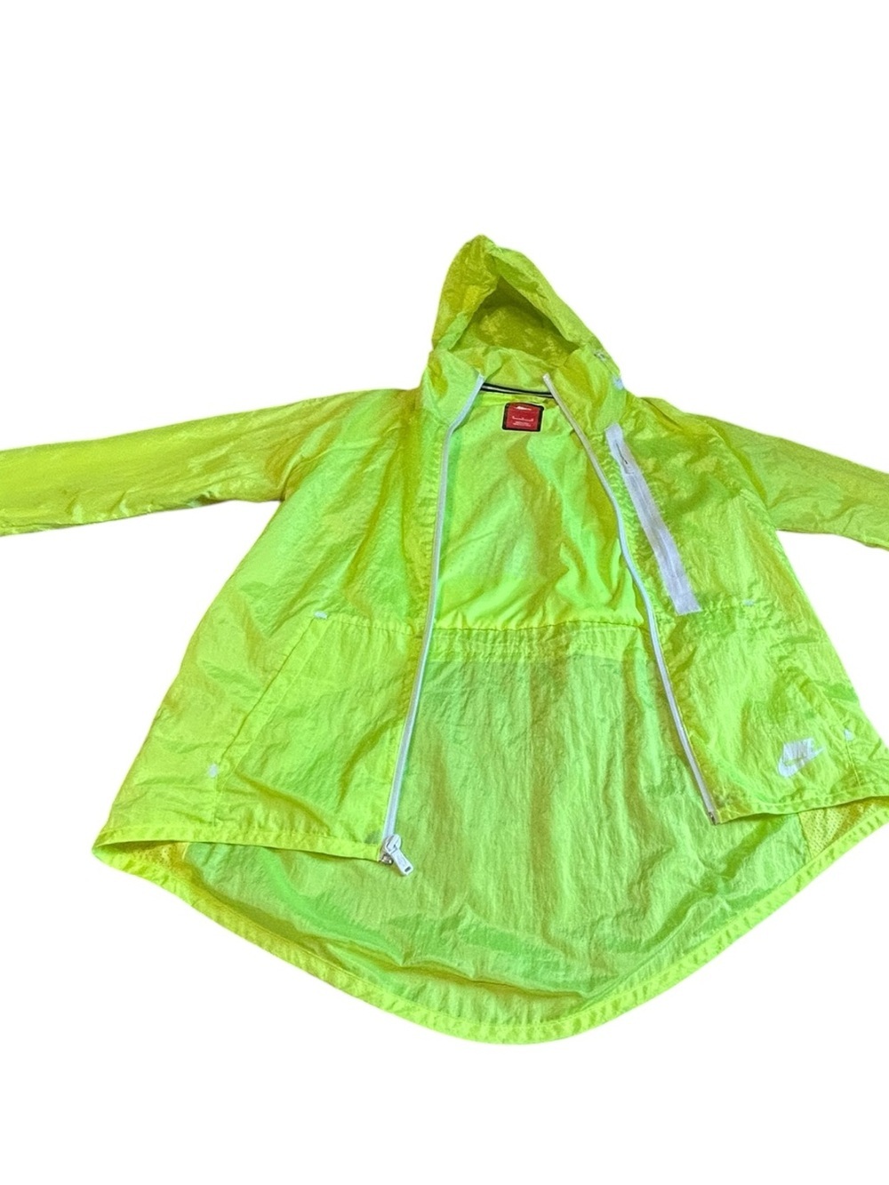 Nike Aeroshield Running Jacket Volt Yellow Hidden Hood Women’s M - Picture 6 of 16